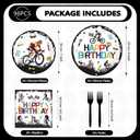 96Pcs Bicycle Birthday Party Decorations Mountain Bike Road Birthday Plates and Napkins Sets Sports Bicycle Racing Decorations for Boys Teens Adults Sports Bike Lover Bday Party Supplies Serves 24