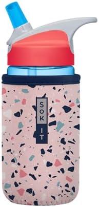 Sok It BotlSok Water Bottle Sleeve Insulated Neoprene Cover (Pink Terrazzo, Fits 12oz CamelBak or Nalgene) 2 Pcs