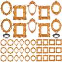 Teenyyou 40 Pcs Mini Gold Picture Frames with Magnetic Tape Small Vintage Resin Antique Miniature Tiny Frames DIY Baroque for Photo Jewelry Home Wedding Decor
