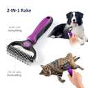 WePet Grooming Rake for Dogs & Cats, Double-Sided Deshedding Brush, Extra-Wide Dematting Tool, Slicker Comb for Undercoat & Loose Hair Removal, Reduces Shedding by 95%, Purple, Small