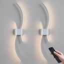 Battery Operated Wall Sconces Set of Two with Remote Control, Battery Wall Light, Stepless Colors 3000K-6000K & Dimming, Chrome Rechargeable Wall Sconces for Living Room, Hallway, Bedroom, 39.3 Inch