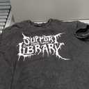 Women Goth Support Your Local Library Shirt Gothic Vintage Streetwear Shirts Acid Wash Tshirt Graphic Oversized Tee (Large, Black)