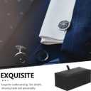 PRETYZOOM Portable 4Pcs Cufflinks Display Case Organizer Jewelry Gift Box for Men S Cufflink Storage and Travel Compact Flip-up Design 3.34X1.77X5.51In