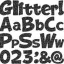 Colarr 144 Pcs Glitter Bulletin Board Letters for Classroom Number Alphabet Punctuation Symbol Cutout 4'' Die-Cut Poster Letter with Adhesive Dot School Party Holiday Decor Display(Black)