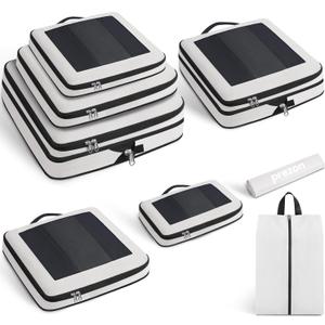 8 Set Compression Packing Cubes for Travel, Lightweight Vacation Travel Essentials, Travel Accessories for Suitcase Organizer Bags Set, Durable Luggage Organizer