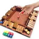 Shut the Box Wooden Board Game  4 Player 1-10 Numbers Dark Wood Math Game with 8 Dice, Classic Strategy Game for Adults & Kids, Educational Family for Learning Addition, Classroom or Party Toy