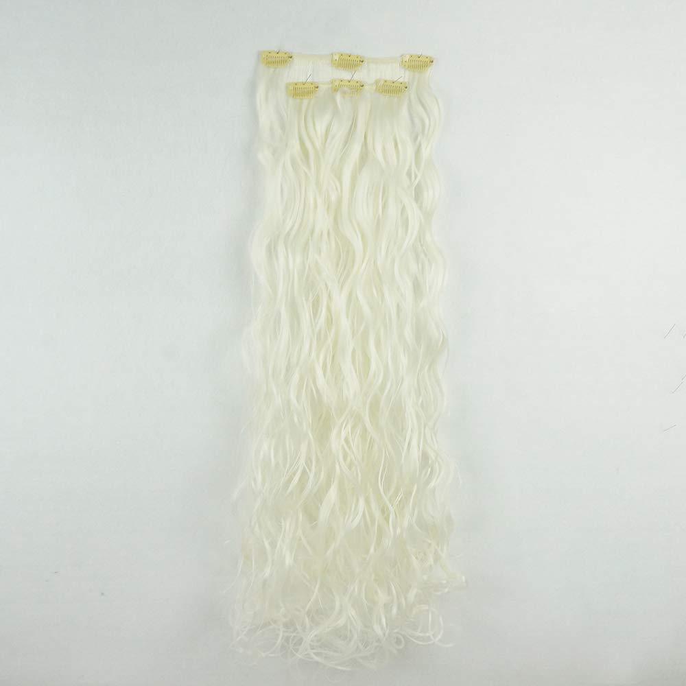 Lydell 22" Long Curly 2 PCS Set Hair Extension Thick Clip in on Synthetic Extensions for Women (613A White Blonde)