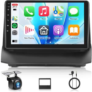2+64G Android Car Radio Stereo for Ford Fiesta 2009-2014 with Wireless Carplay Android Auto, 9 Touchscreen Head Unit with Bluetooth Mirror Link GPS Navigation WiFi FM/RDS EQ AHD Backup Camera SWC