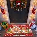 Christmas Door Mat 2 x 3 Feet Christmas Entryway Rug Non-Slip Washable Area Rugs Kitchen Bathroom Floor Mats Indoor Carpet Soft Throw Mat for Home Xmas Holiday Decor(Gingerbread Man)