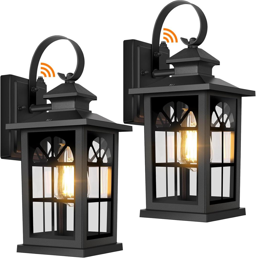 2-Pack Dusk to Dawn Outdoor Wall Light Fixtures, Aluminum Exterior Lighting Fixtures Wall Mount, Waterproof Porch Lights Outdoor Wall Sconces Lanterns, Black Outside Lights for House Front Door Garage, Black 2-Pack Dusk to Dawn Outdoor Wall Light Fixtures, Aluminum Exterior Lighting Fixtures Wall Mount, Waterproof Porch Lights Outdoor Wall Sconces Lanterns, Black Outside Lights for House Front Door Garage, Black