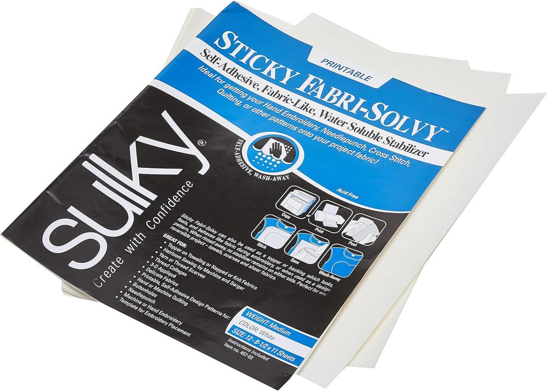Sulky Sticky Fabri-Solvy Stabilizer 8.5"X11" 12/Pkg
