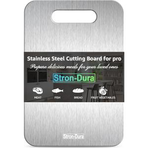 Stron-Dura Cutting Board, Stainless Steel Cutting Board, Foodgrade Cutting Boards for Kitchen, Titanium Cutting Board for Meat,Fruit, Vegetables, Double Side Use, Odor free, S size, 11.5" * 8"