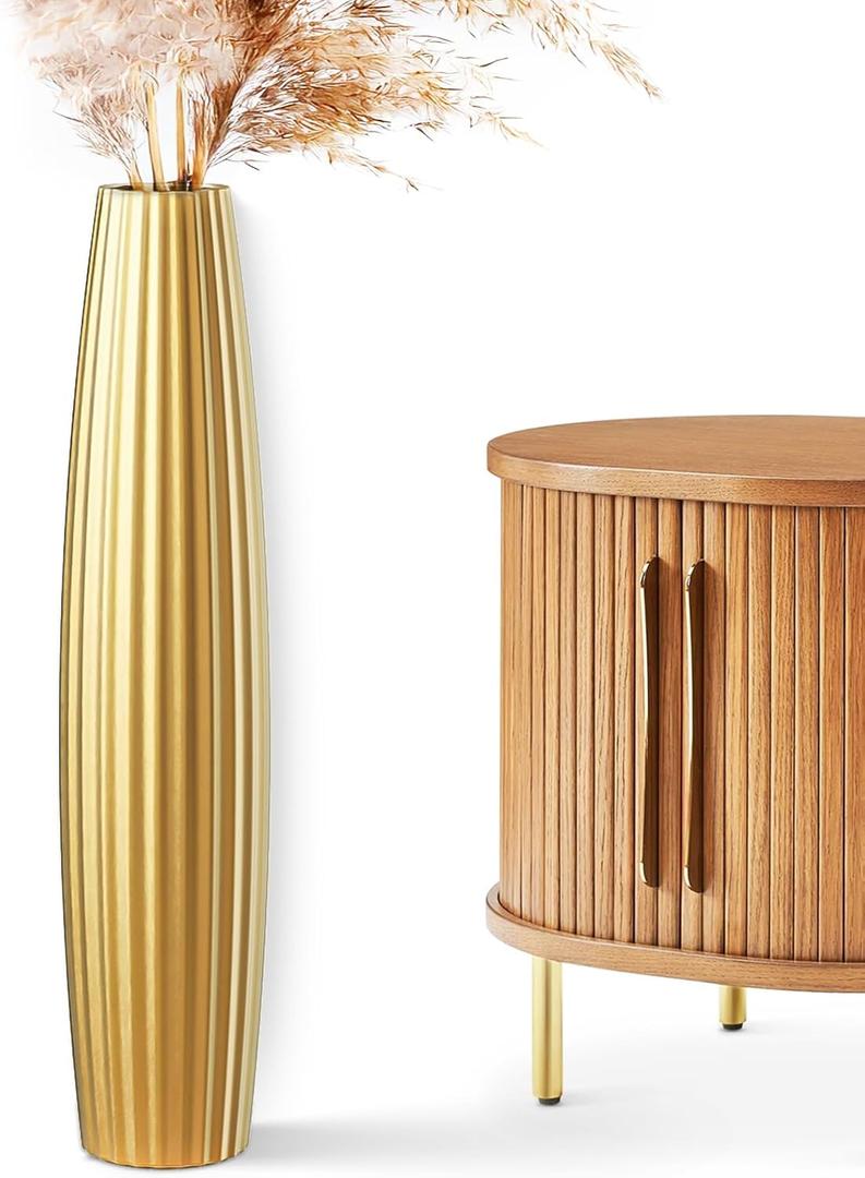 Floor Vases, Tall Floor Vase 23.6 inch (60CM, 1.96FT) Tall Vases, Sturdy Gold Vase for Living Room Decor, Resin Gold