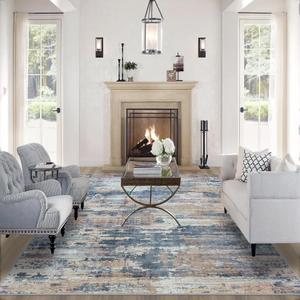 Modergrace 92*31 Rugs for Living Room: Large Machine Washable Area Rug with Non Slip Backing Non Shedding Abstract Stain Resistant Carpet for Bedroom Dining Room Nursery Home Office - Multi Color