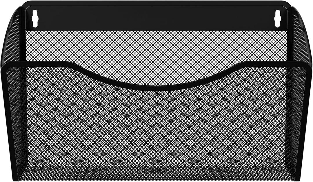 EasyPAG Wall File Organizer, Metal Mesh Hanging File Folder Holder for Letter/A4 Size Folders, Vertical Wall Mount Mail Sorter for Office Paperwork, Classroom, Black