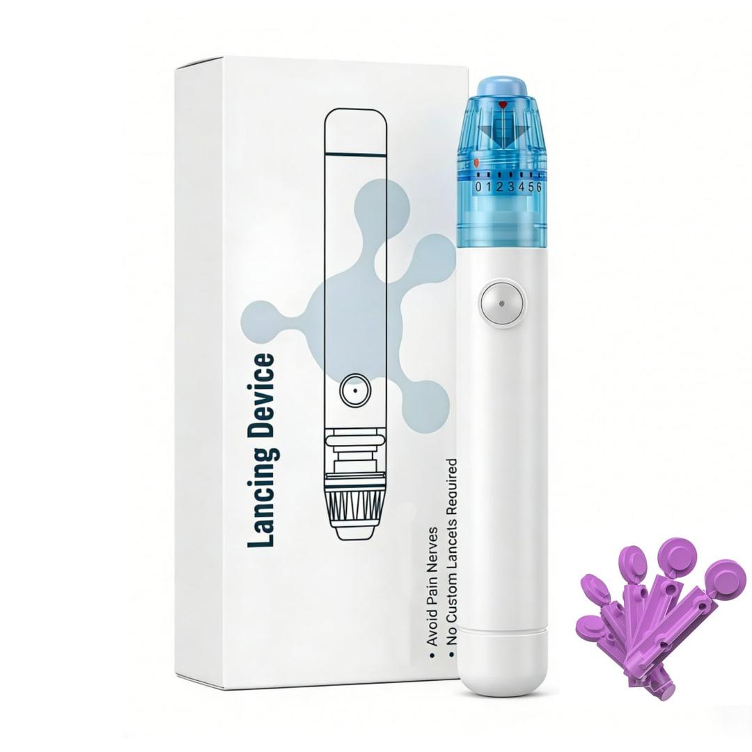 No Prick Pain Lancing Device Pen with 12 Adjustable Depth Settings - lancet device for DNA, and Family Health Testing