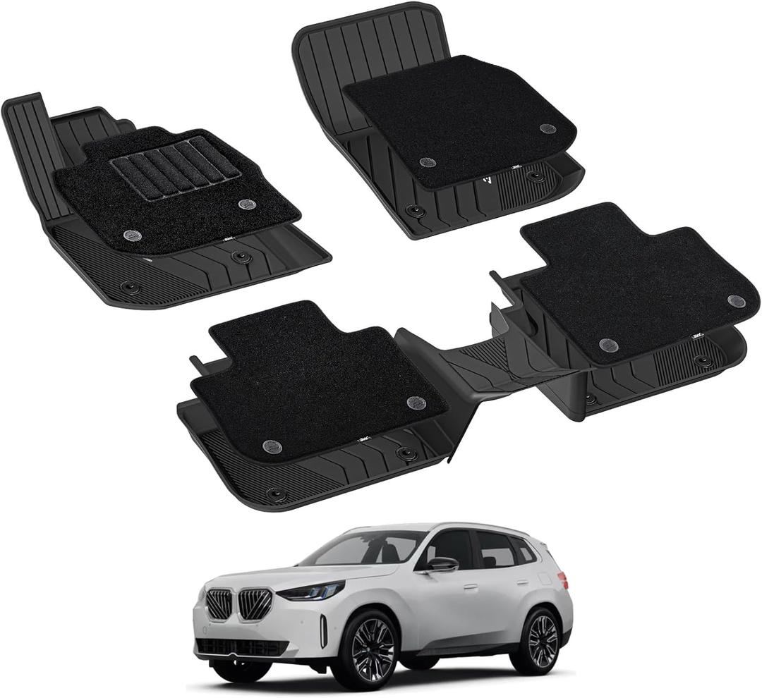 3W Floor Mats & Carpet (1st and 2nd Rows) Fit for BMW X3 2018-2024 TPE All-Weather Harmless Heavy Duty Floor Liner Accessories