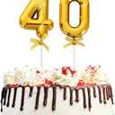 BEISHIDA 3D Number Cake Topper Gold 40 Numbers Happy 40th Birthday Cake Toppers for 40th Wedding Anniversary Birthday Decorations