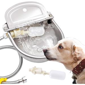 Automatic Dog Water Bowl Dispenser Large Size Pet Waterer Feeder Stainless-Steel Water Trough for Poultry and Small Livestock