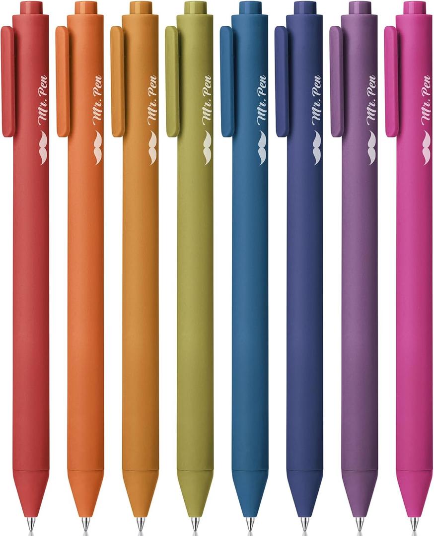 Mr. Pen- Retractable Gel Pens, 8 Pack, Unique Vintage Ink Colors Gel Pens Fine Point 0.7mm, Vintage Pen