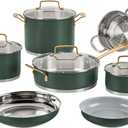 Cuisinart Cookware Set, 11 Piece Stainless Steel Cookware Pots and Pans, Home and Kitchen Durable Stainless Steel for Everyday Cooking, Matte Thyme, MT89G-11