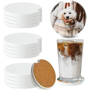 12Pcs Ceramic Sublimation Blanks Car Coasters Car Cup Holder Coasters with Circular Opening Printing Coaster Blanks for DIY Craft Heat Transfer, Pack of 2