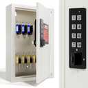 Grimtron Key Lock Box for Keys with Code, Key Box Wall Mount Cabinet, Electronic Lock, Private/Public Mode, 40 Keys, Beige