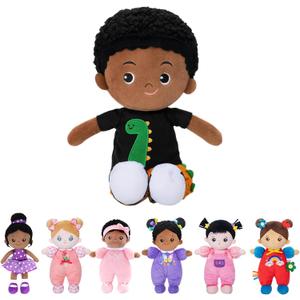 OUOZZZ 13" Black Baby Doll Toys for 1 + Year Old Boy Gifts, African American Doll Birthday Gifts for 1 Year Old Boy Christmas Plush Toys Gift for Toddler Kids Dinosaur