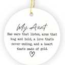 FUGWN Aunt Ornament, Best Aunt Gifts from Nephew Niece Hanging Ornaments for Christmas Tree Party Holiday Decorations, Auntie Gifts for Christmas Decorative Ornaments Keepsake