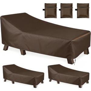 3 Pack Patio Chaise Lounge Cover Waterproof, Heavy Duty 600D Outdoor Lounge Chair Covers, UV Resistant & Anti-Fading, 80"L x 30"W x 28"H, High-Tension Adjustable Drawcord Hem for Fit & Storage Bags