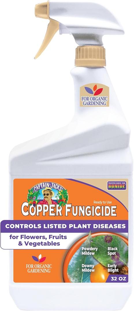 Bonide Captain Jack's Copper Fungicide, 32 oz Ready-to-Use Spray for Organic Gardening, Controls Common Diseases (1 qt)