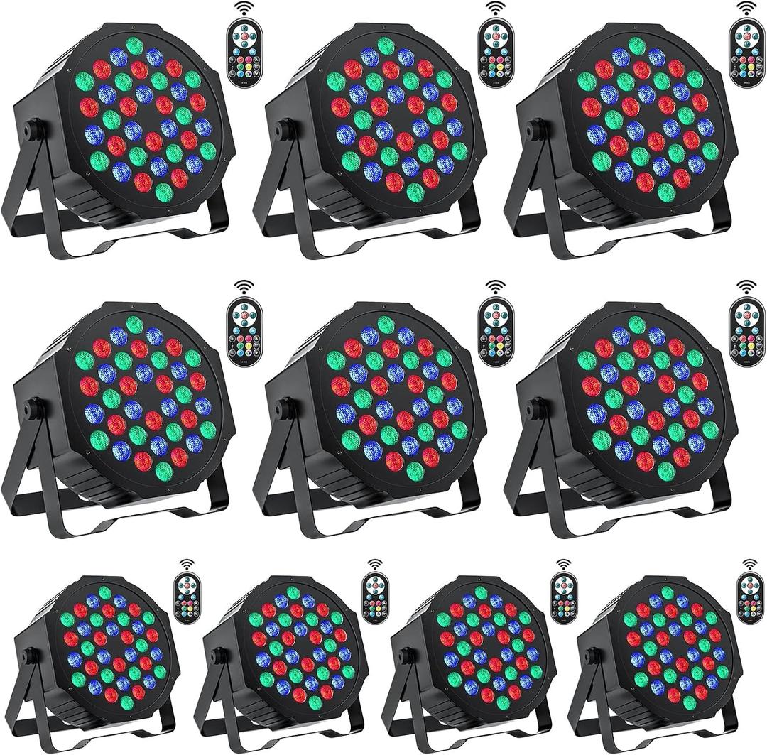 U`King Stage Lights 6 Packs 36LED RGB LED Par Lights, 7 Channel DJ Party Lights with Remote Control & DMX Controller Sound Activated Uplights for Events Birthday Bar Dance Decoration