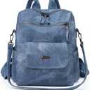 PU Leather Backpack Purse for Women Fashion Multipurpose Design Handbag Ladies Shoulder Bags Travel Backpack Blue