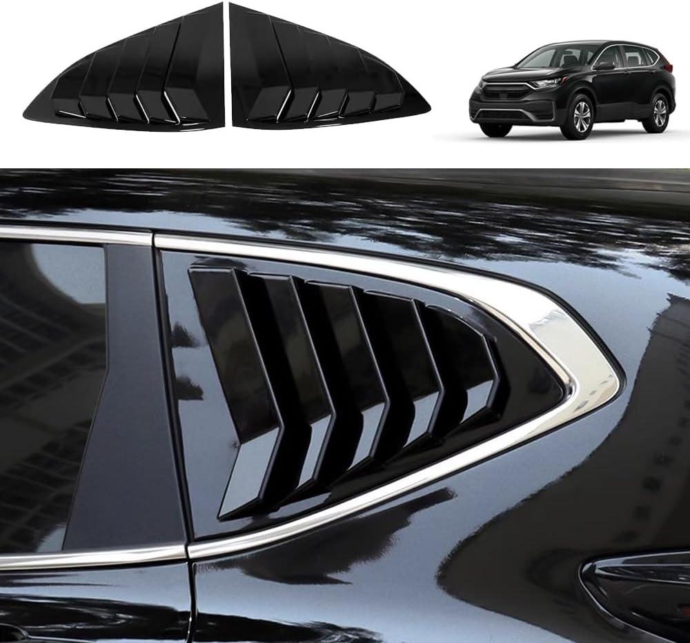 Blazeray for CRV 2017-2022 Racing Style Rear Side Window Louvers Air Vent Scoop Shades Panel Cover Auto Exterior Decoration Trim Accessories for Honda CRV 2017 2018 2019 2020 2021 2022(Bright Black)
