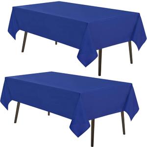MYSKY HOME 2Pack Royal Blue Tablecloth 60x84 Inch Rectangle Table Cloth for 4 Feet Table- Wrinkle Resistant Washable Polyester Table Cover for Dining Party and Camping