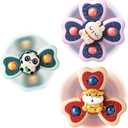 ALASOU 3PCS Suction Cup Spinner Toys for 1 Year Old Boy Girl|Spinning Top 12 18 Months|1 2 Year Old Boy Birthday Gift|Baby Bath Toy for Kids Ages 1-3|Sensory Airplane Travel Toy for Infant Toddlers