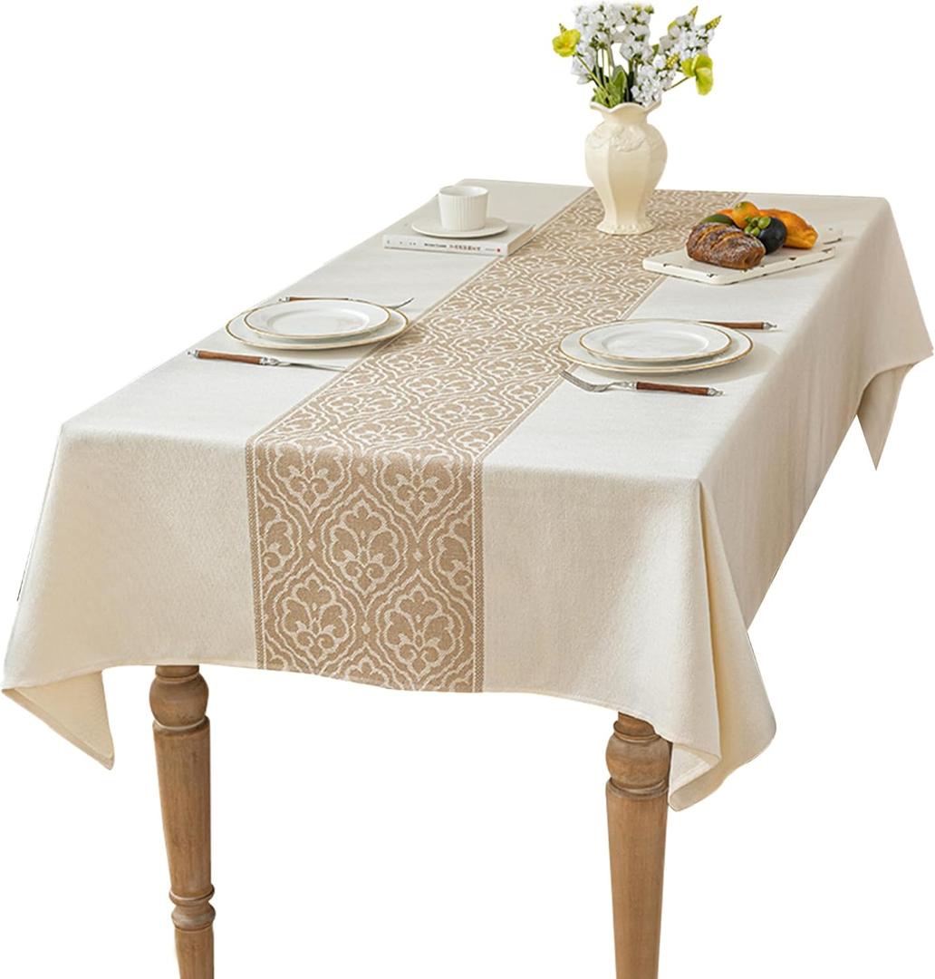Linen Tablecloths for Rectangle Tables,6 FT Table Cloth Advanced Waterproofing Technology for Dinningroom,Farmhouse