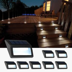Follateas Solar Lights Outdoor, Waterproof Solar Powered Deck Step Lights for Patio Garden Backyard Garage Driveway Pathway Outside Wall Lighting (Cool White/8 Pack)