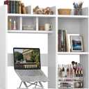NUTIKAS Desk Hutch White Desktop Bookshelf Shelf - 30 Inch Computer Desk Organizer for Dorm Room, Wood Storage Rack for Home Office Desktop Display Shelves, Small Bookcase for Top of Desk