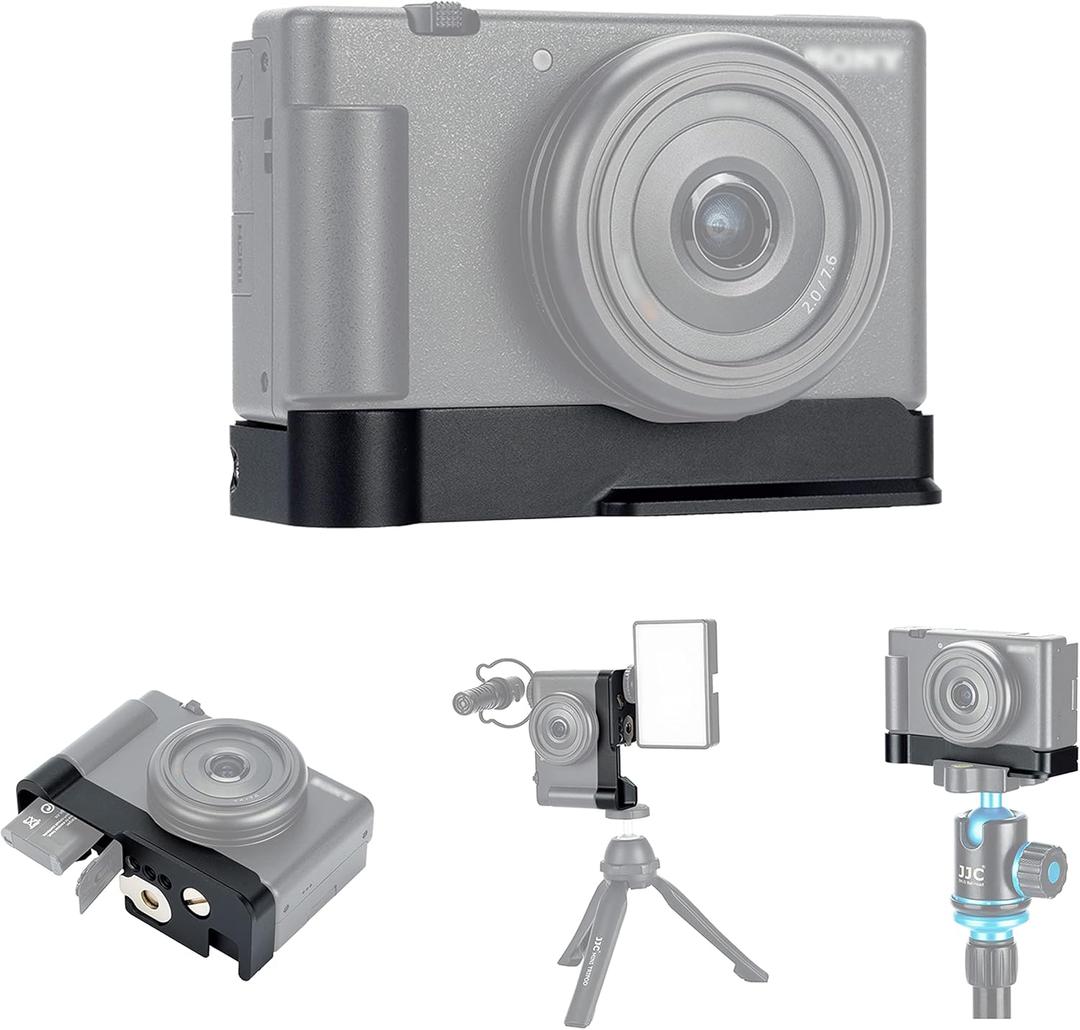 ZV-1F ZV1F Camera Metal Grip Extension Bracket with Mic Cold Shoe Mount for Sony ZV-1F ZV-1II (Not for ZV-1),Must-Have Accessory for Vlog YouTube Vertical Video Shooting, Arca Swiss Quick Release Base