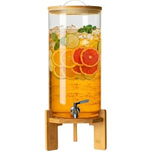 L'ÉPICÉA Drink Dispenser, Glass Drink Dispenser with Stand, Drink Dispenser for Parties, Beverage Dispenser with Stand, 304 Stainless Spigot, Gallons Iced or Hot Beverage Dispenser (11L（2.9Gallon)