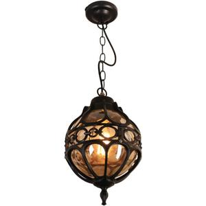 Retro Outdoor Pendant Light Industrial Vintage Outside Waterproof Ceiling Hanging Light Globe Glass Lampshade Aluminum Chandelier for Porch Garden Patio Farmhouse (Black, 27cm)