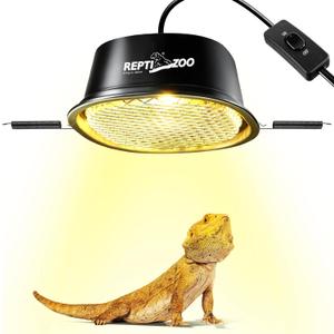 REPTI ZOO G9 Reptile Heat Lamp Bulb & Reptile Light Fixture with Safety Mesh Kit, 50W UVA Basking Light Fixture for Bearded Dragon Gecko Lizard Turtle Snake Chicken, Low Profile Warm White Heat Bulb