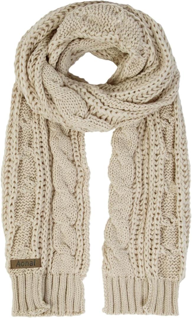 Aonal Womens Winter Scarf Cold Weather Thick Warm Cable Knit Wraps Chunky Large Soft Long Scarves