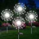 Solar Garden Lights Outdoor, 4 Pack 120 LED Twinkling Firework Lights Decorative with 2 Modes, Outdoor Waterproof Solar Starburst Light for Yard Pathway Planter Patio Decor, White