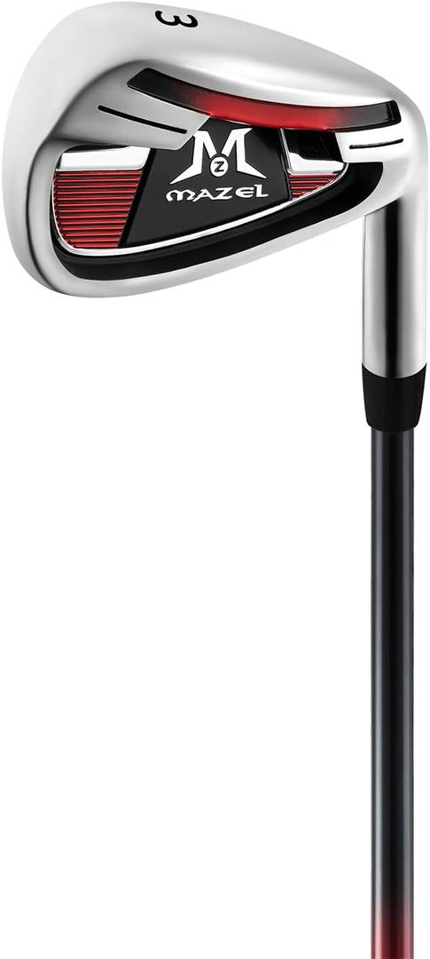 MAZEL Golf Individual Iron 3 Golf Iron with Steel Shafts for Right Handed Golfers, Right, Graphite, Black Red, Regular, 3 Iron