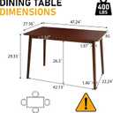 BAKEVE Bamboo Dining Table for 4-6 Person- 47.2'' Solid Wood Kitchen Table, Farmhouse Rectangular Dining Room Table, Mid Century Modern Desk for Living Room, Kitchen, Walnut, FSC-Certified Bamboo