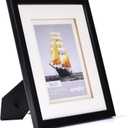 Yaetm 8x10 Double Floating Mat Picture Frame Set of 2, Display Picture 5x7 with Ivory Double Mat, Polished High Definition Real Glass, Tabletop & Wall Mounting Photo Frames, White