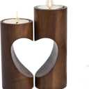 Tea Light Candle Holders for Table Centerpiece, Decorative Wood Tealight Candle Holder Set, Unity Heart Candle Holder for Home Dcor