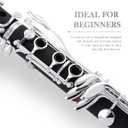 SONICAKE B Flat Clarinet for Beginner & Student, Nickel-plated Bb Ebonite Clarinet 2 Barrels, Reeds with Cleaning Kit, White Gloves and Hard Case, Black, QCR-01